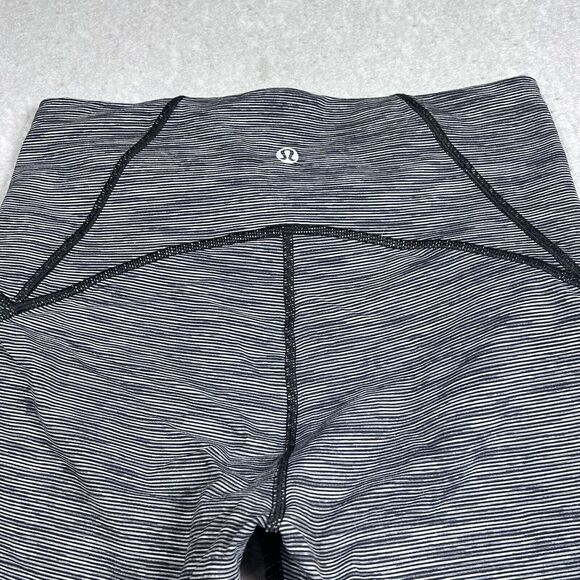 Lululemon Womens Leggings SZ 6 Gray Striped Leggings Pull On Logo Walking Casual - Picture 9 of 13